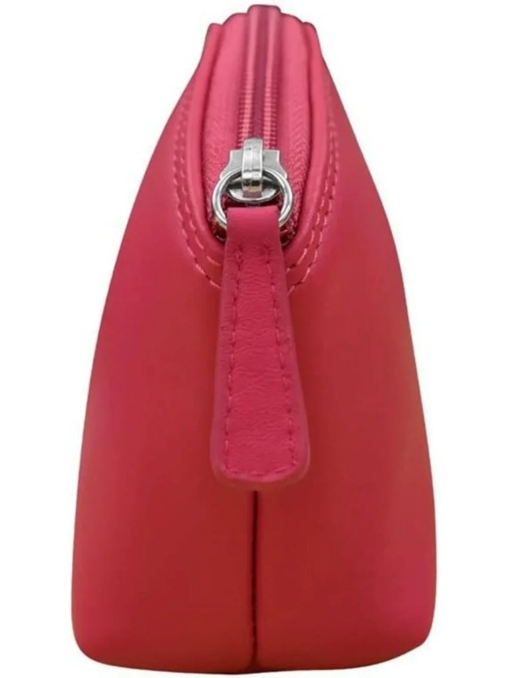 Genuine Leather RFID Blocking Makeup Pouch - Stylish Indian Pink Cosmetic Bag
